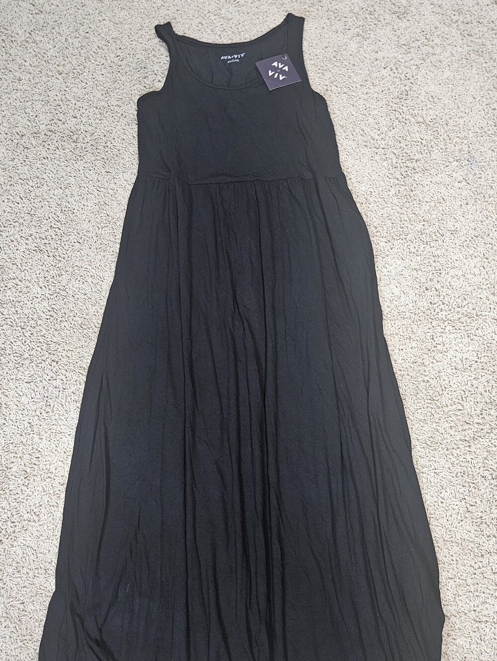 Ava & Viv Black Scoop Neck Maxi Dress With Pockets